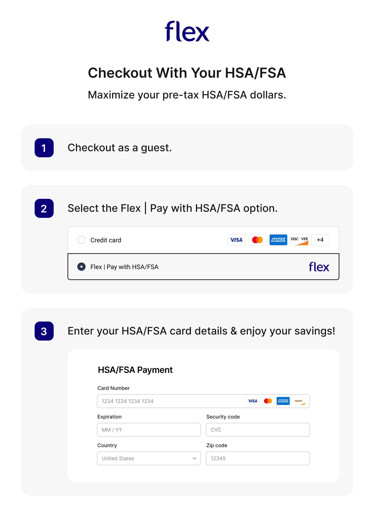 How to checkout with Flex HSA/FSA